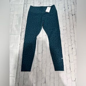 Nike Teal Shimmery Leopard Print Dri-Fit Leggings Size L